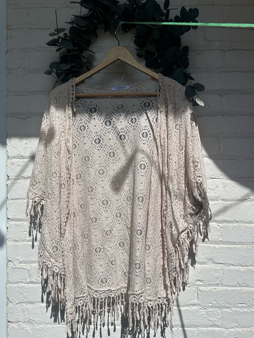 Crochet Fringe Open-Front Sweater - Cream